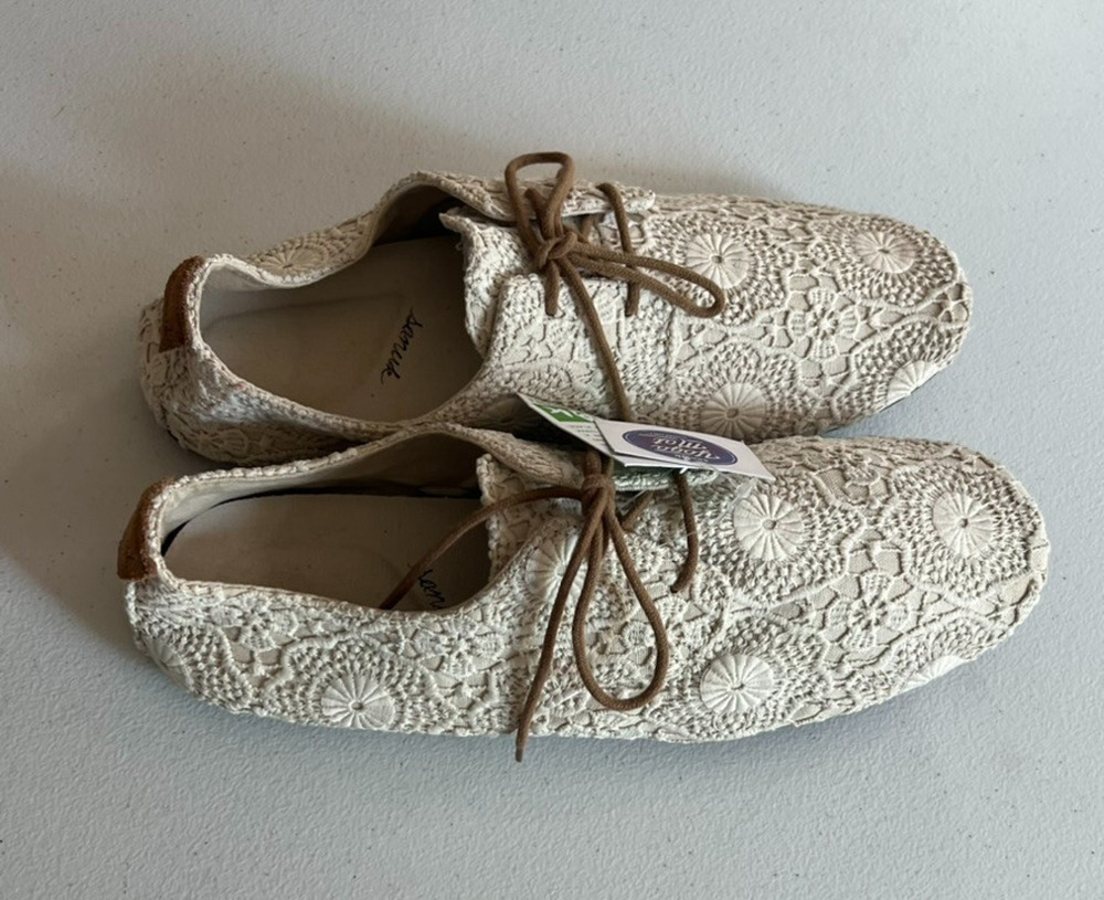 Sanuk Yoga Shoes Women's Size 9 Bianca Crochet Lace Up Off White Flats Casual